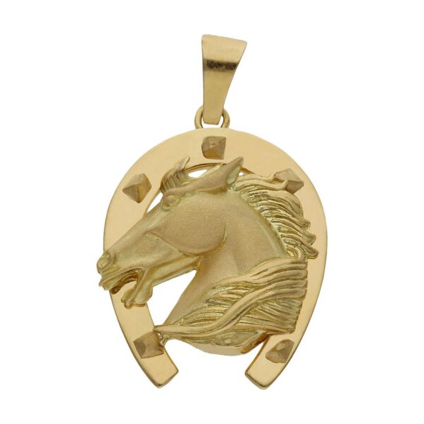 Cabeza oro 18kl caballo y herradura