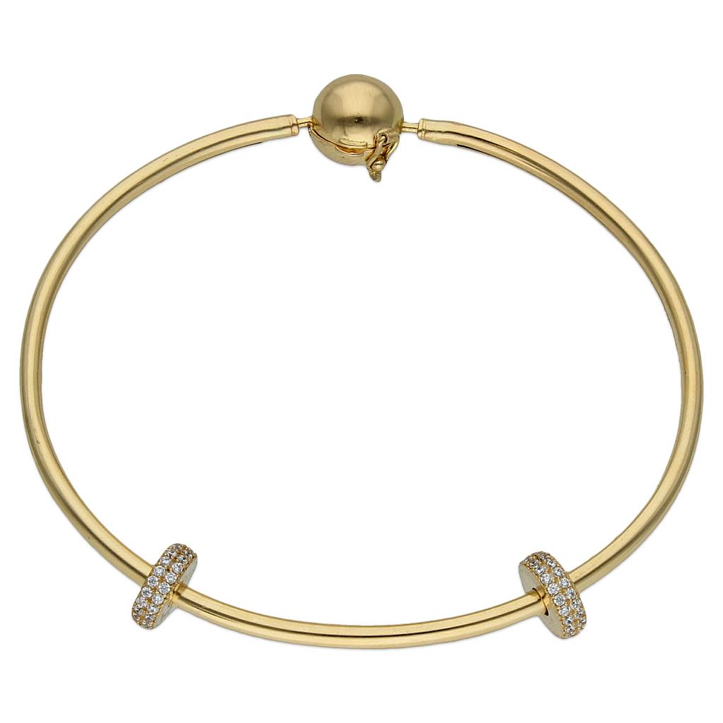 Pulsera oro 18kl rigida stoppers circonitas
