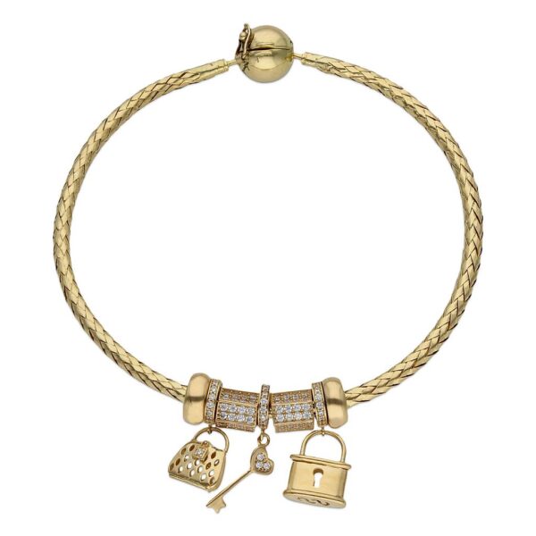 Pulsera oro 18 kl flexible - candado del amor