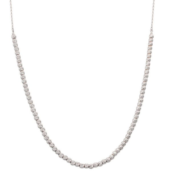 Collar oro blanco 18kl bolas talladas