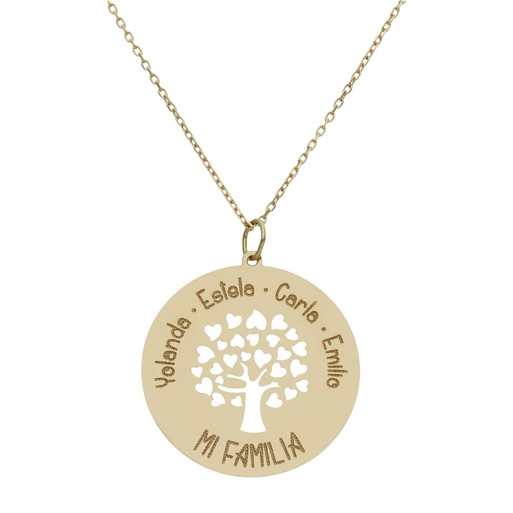 Gargantilla oro 18kl arbol familia - 25mm