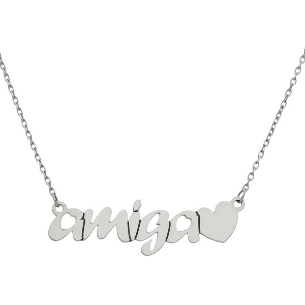 Gargantilla oro blanco 18kl amiga + corazon