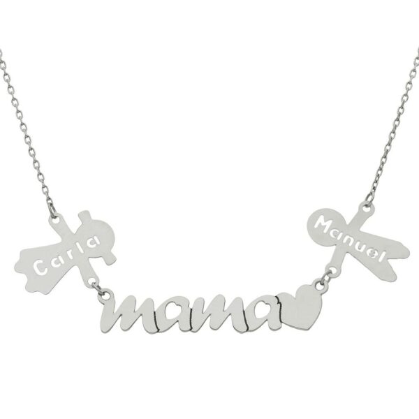 Gargantilla oro blanco 18kl mama + niños