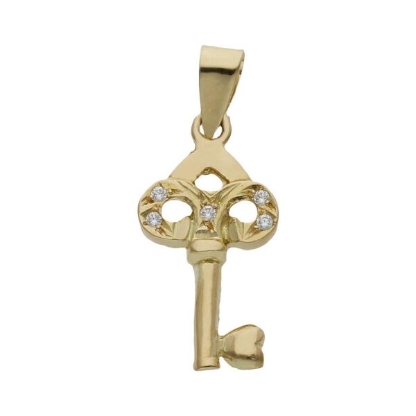 Colgante oro 18kl llave circonitas - 10x19mm