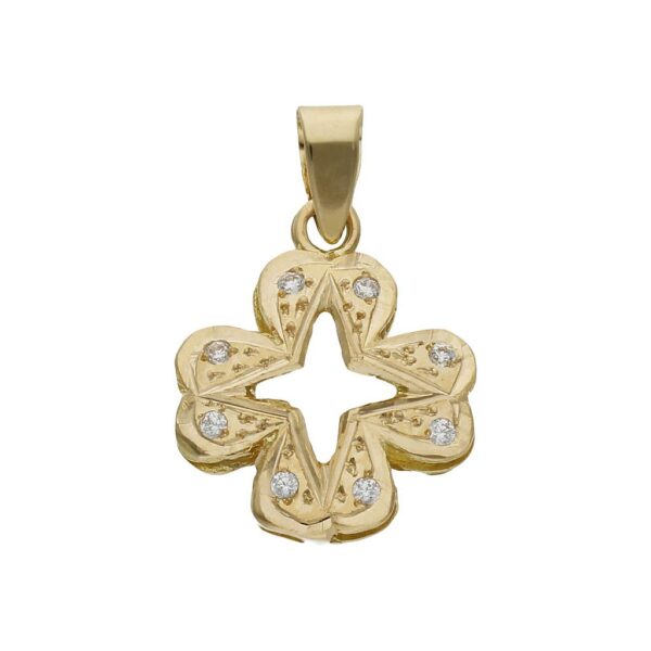 Colgante oro 18kl trebol 4 hojas