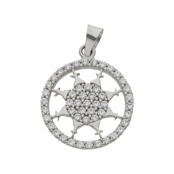 Colgante oro blanco 18kl sol circonitas