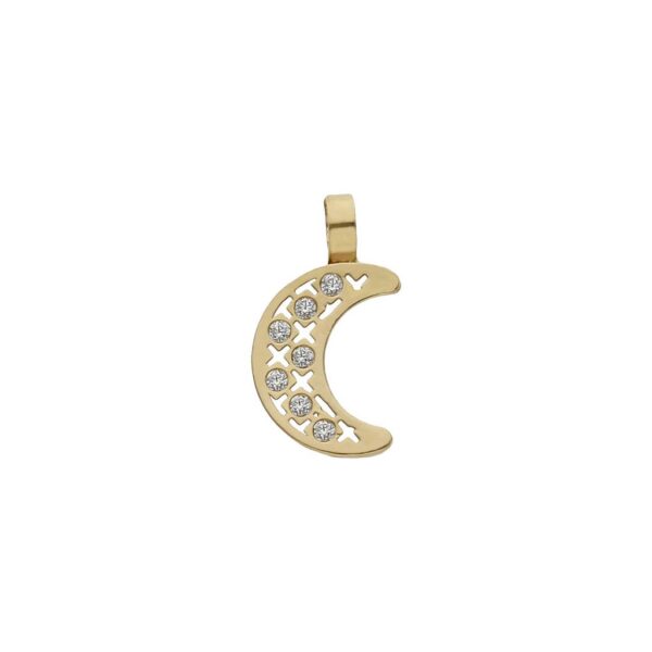 Colgante oro 18kl luna circonitas - 4x9mm