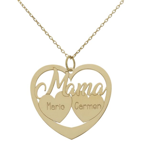 Gargantilla oro 18kl mama + 2 corazones