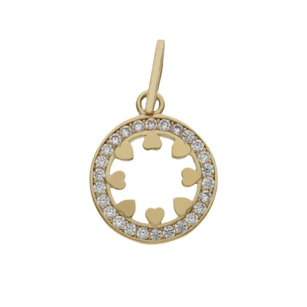 Colgante oro 18kl corazones circonitas - 12mm