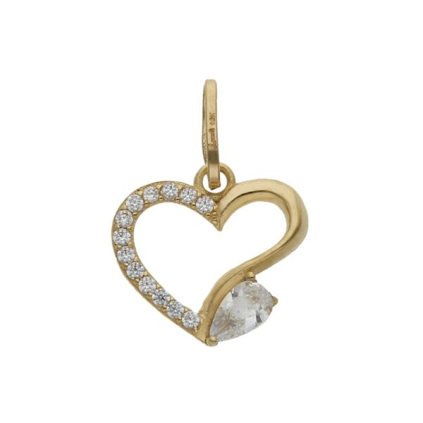 Colgante oro 18kl corazon circonitas - 13x13mm