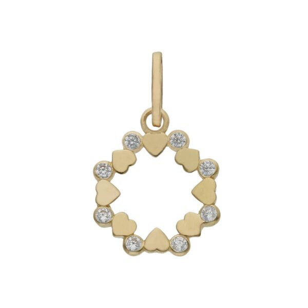 Colgante oro 18kl corazones circonitas - 12mm