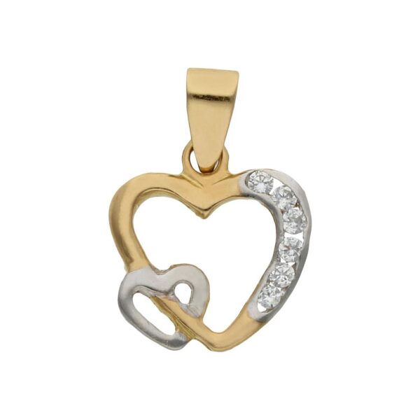 Colgante oro 18kl corazones entrelazados