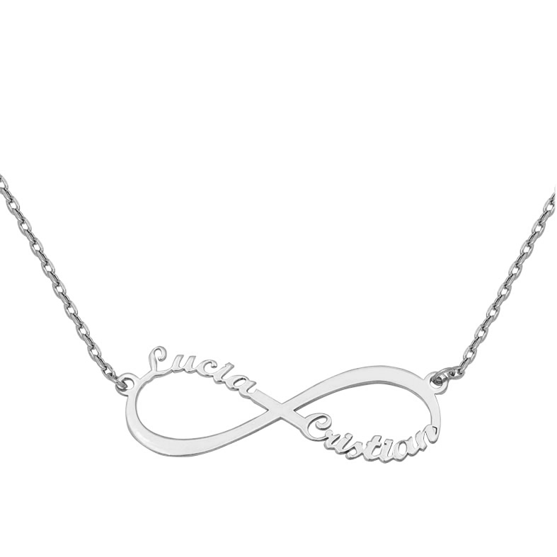 Colgante oro blanco 18kl infinito nombres