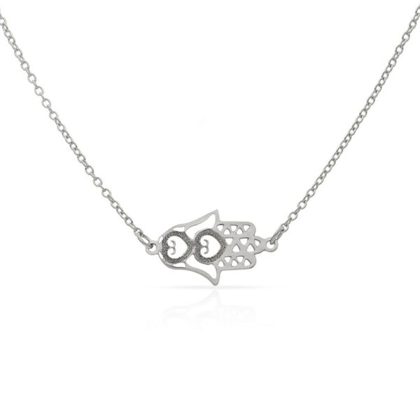 Gargantilla oro blanco 18 kl mano fatima