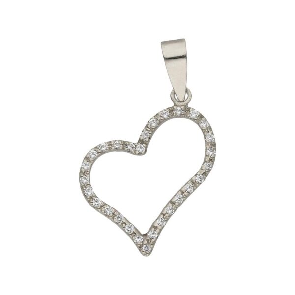 Colgante oro blanco 18kl corazon circonitas
