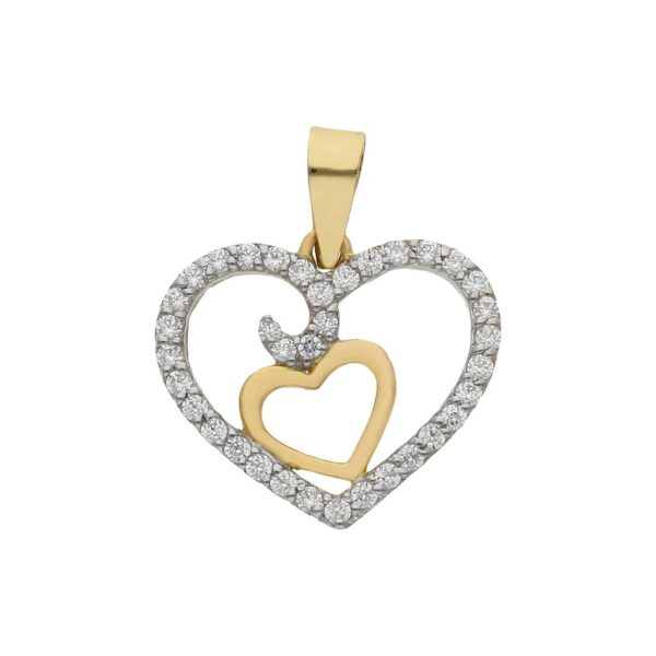 Colgante oro 18kl corazones circonitas
