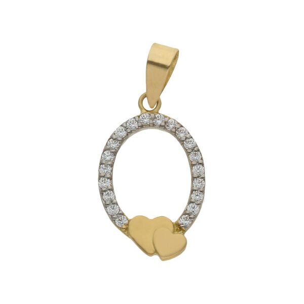 Colgante oro 18kl corazones circonitas