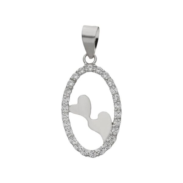 Colgante oro blanco 18kl corazones