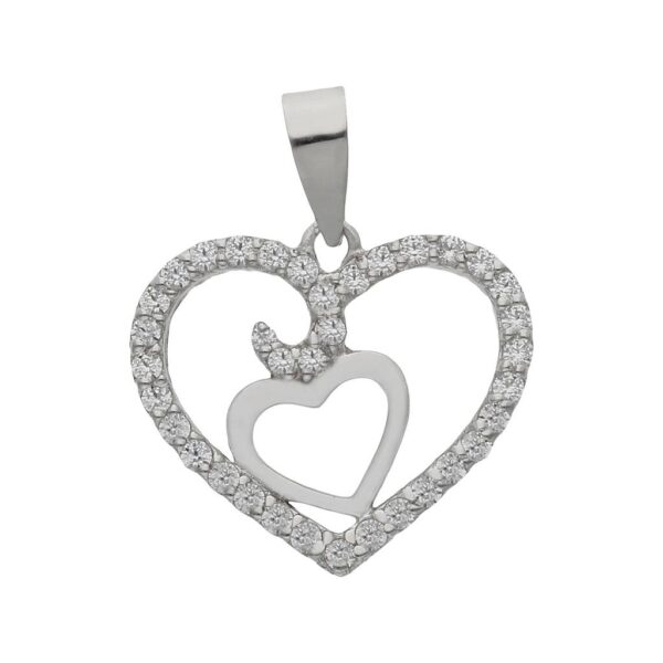 Colgante oro blanco 18kl corazones