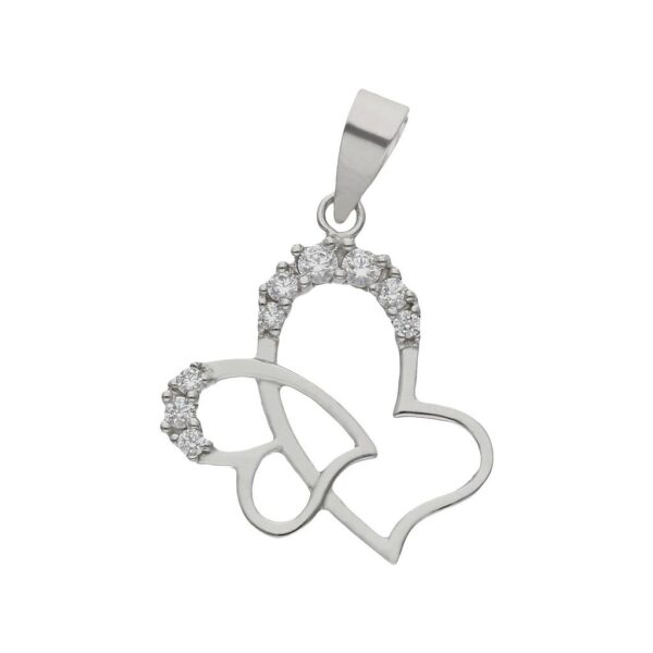 Colgante oro blanco 18kl corazones
