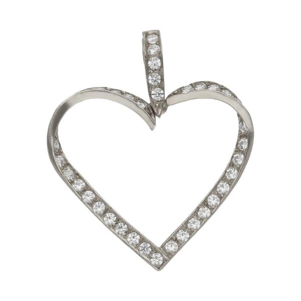 Colgante oro blanco 18kl corazon circonitas
