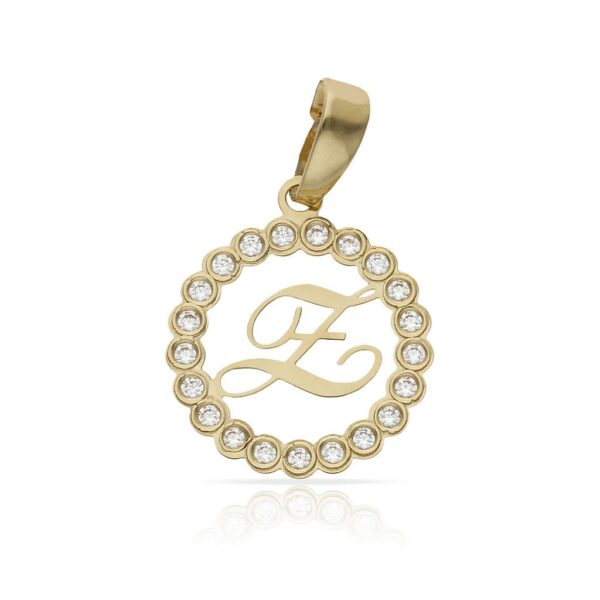 Colgante oro 18kl letra circonitas -12mm