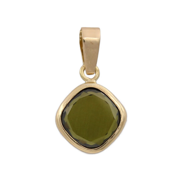 Colgante oro 18kl cuadrado color olivina