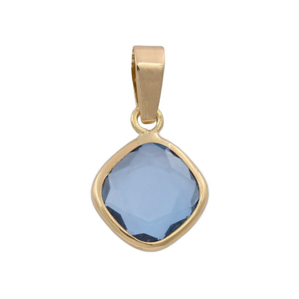 Colgante oro 18kl cuadrado color agua marina