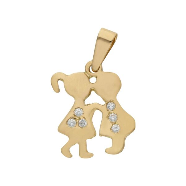 Colgante oro 18kl niños circonitas