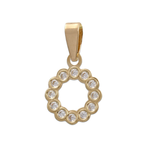 Colgante oro18kl circulo circonitas 10mm