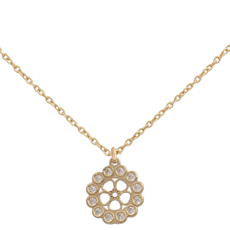 Gargantilla flor oro 18kl circonitas