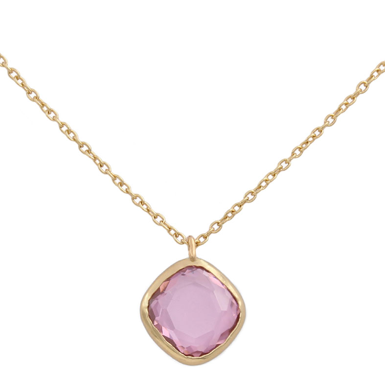 Gargantilla oro 18kl cuadrado rosa