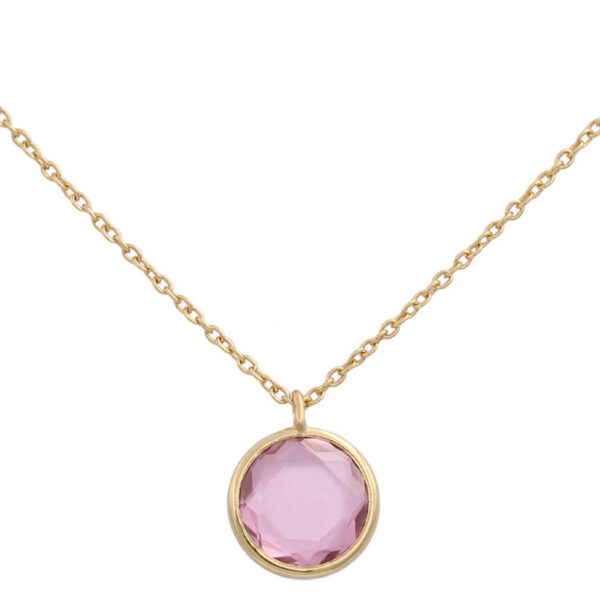Gargantilla oro 18kl circulo piedra rosa