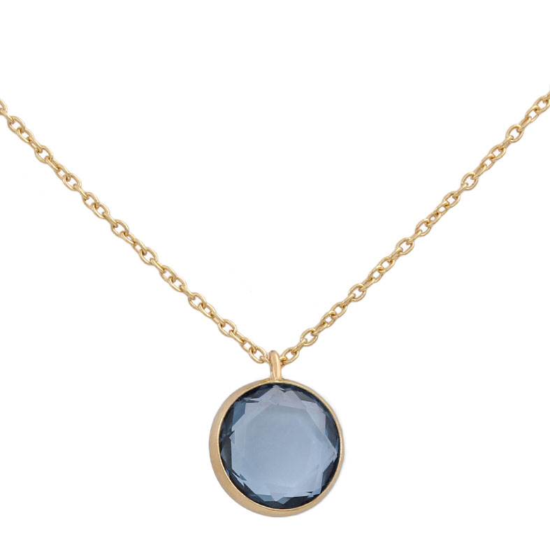 Gargantilla oro 18kl circulo piedra azul