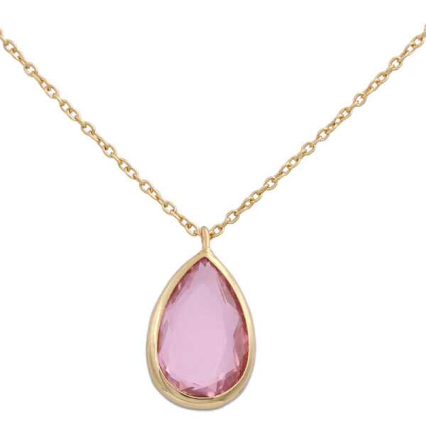 Gargantilla oro 18kl lagrima piedra rosa