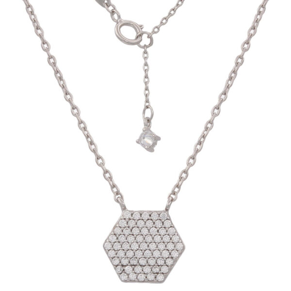 Gargantilla oro blanco 18kl hexagono