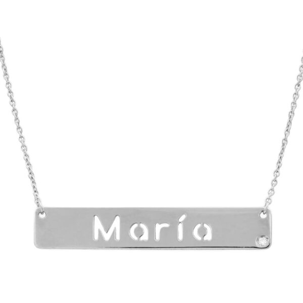 Gargantilla oro blanco 18kl nombre diamante
