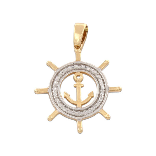Colgante oro 18kl timon-ancla
