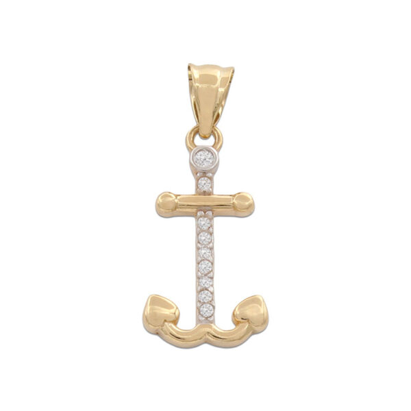 Colgante oro 18kl ancla circonitas