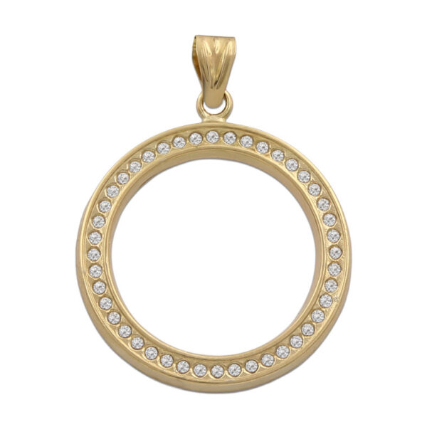 Colgante oro 18kl cerco circonitas - 20mm
