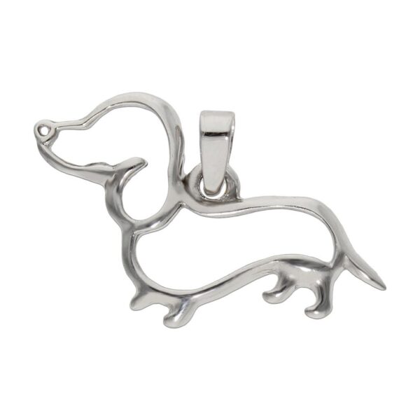 Colgante oro blanco 18kl perro - 26x11mm