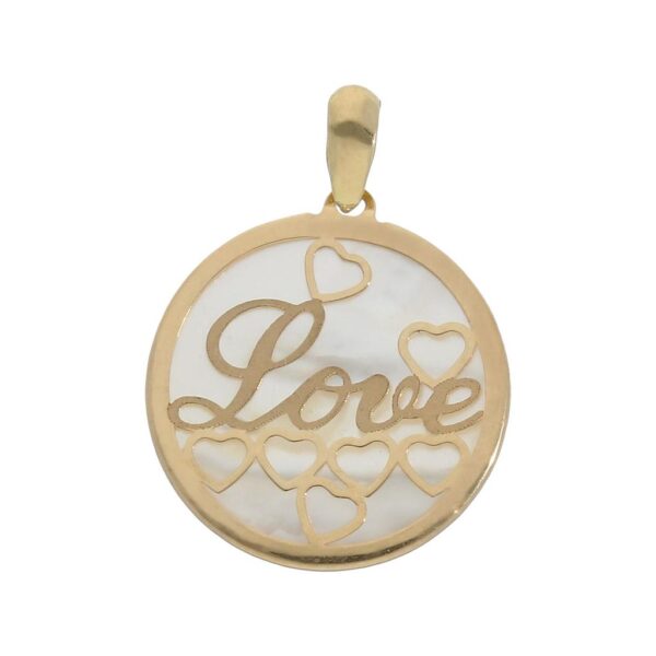 Colgante oro 18kl love nacar - 17mm