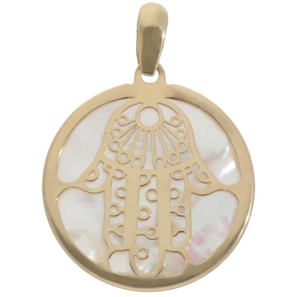 Colgante oro 18kl nacar mano fatima - 20mm