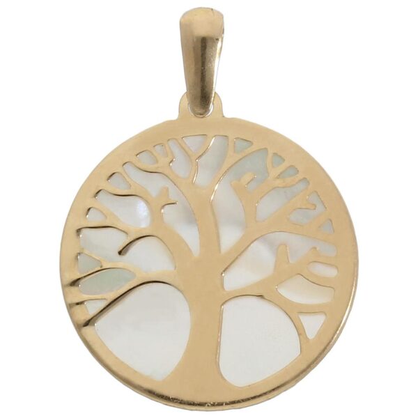 Colgante oro 18kl arbol vida nacar - 20mm