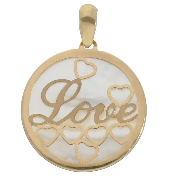 Colgante oro 18kl love nacar - 20mm