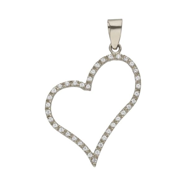 Colgante oro blanco 18kl corazon circonitas