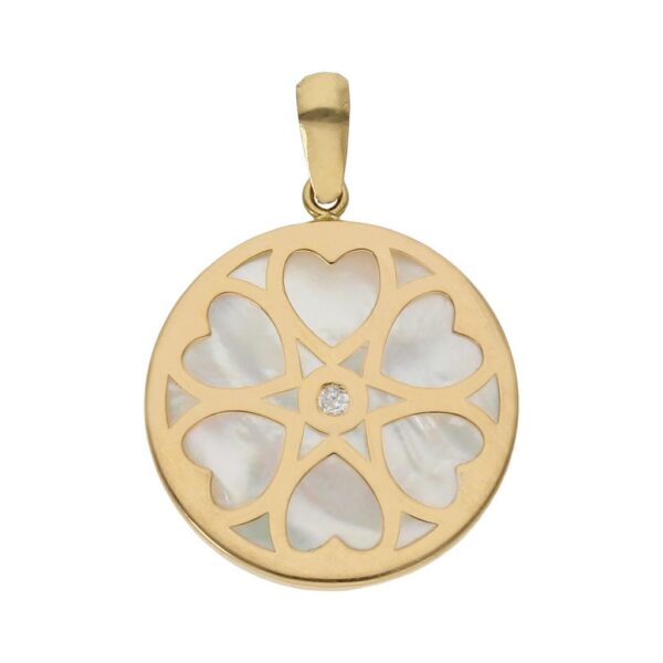 Colgante oro 18kl flor nacar - 16mm