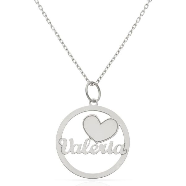 Gargantilla oro blanco 18kl nombre + corazon