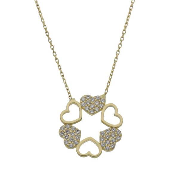 Gargantilla oro 18kl corazones circonitas