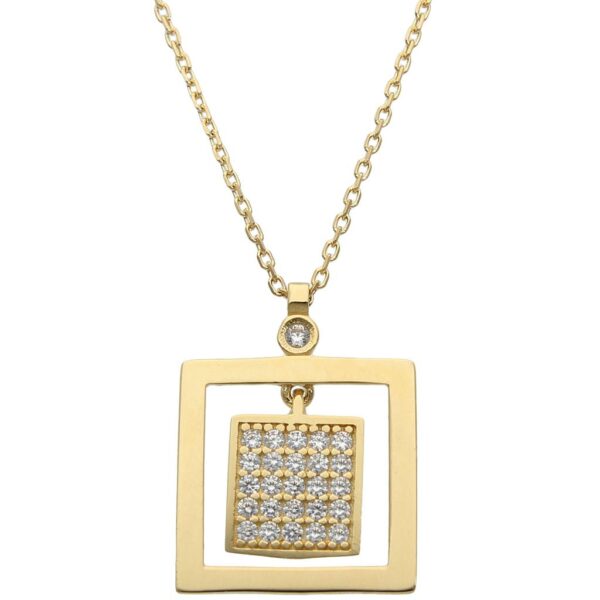 Gargantilla oro 18kl cuadrado circonitas
